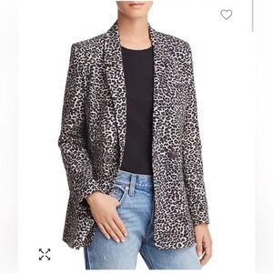 Anine Bing Leopard Print Blazer in Black and Cream